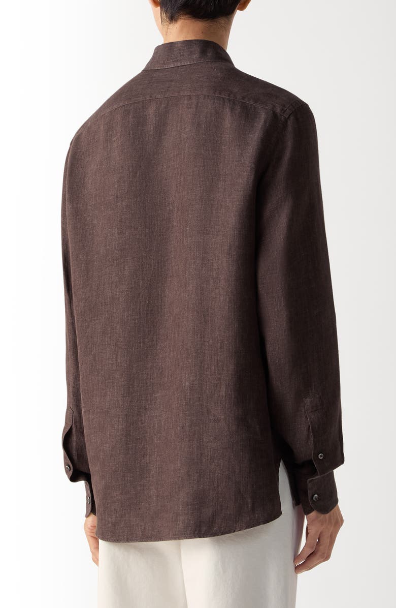 ZEGNA Oasi Lino Polo Shirt, Alternate, color, Dark Brown