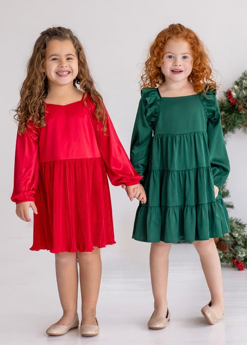 Isobella & Chloe Isobella And Chloe Mistletoe Emerald Green Tiered Ruffle Toddler Dress. In Green