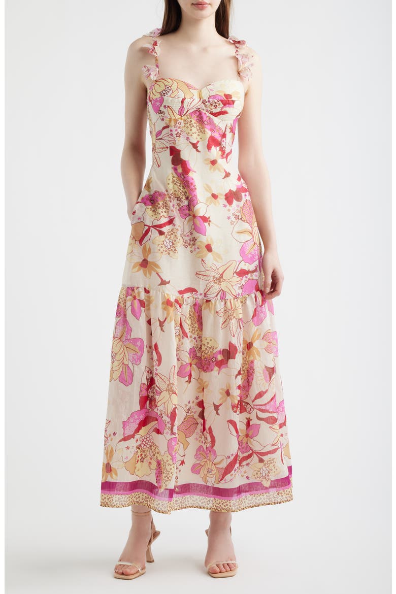 Anisha Tie Strap Maxi Dress, Main, color, PINK MULTI