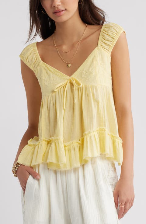 Cap Sleeve Cotton Babydoll Top