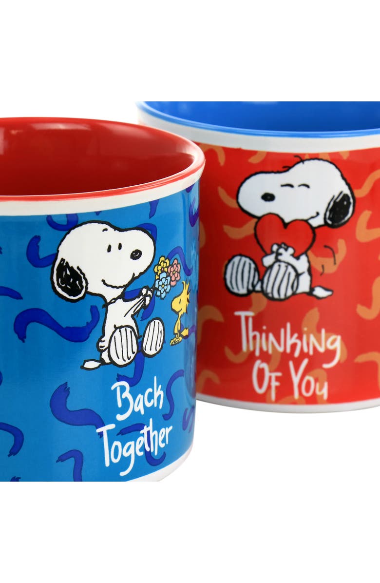 Gibson Snoopy Songs 4 Piece 21oz Stoneware Mug Set, Alternate, color, Red