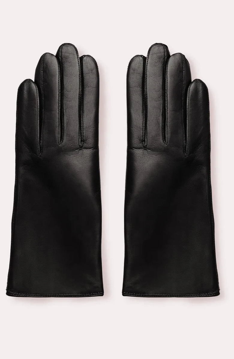 Seymoure Classic Kelly Leather Cashmere Lined Gloves, Alternate, color, Black