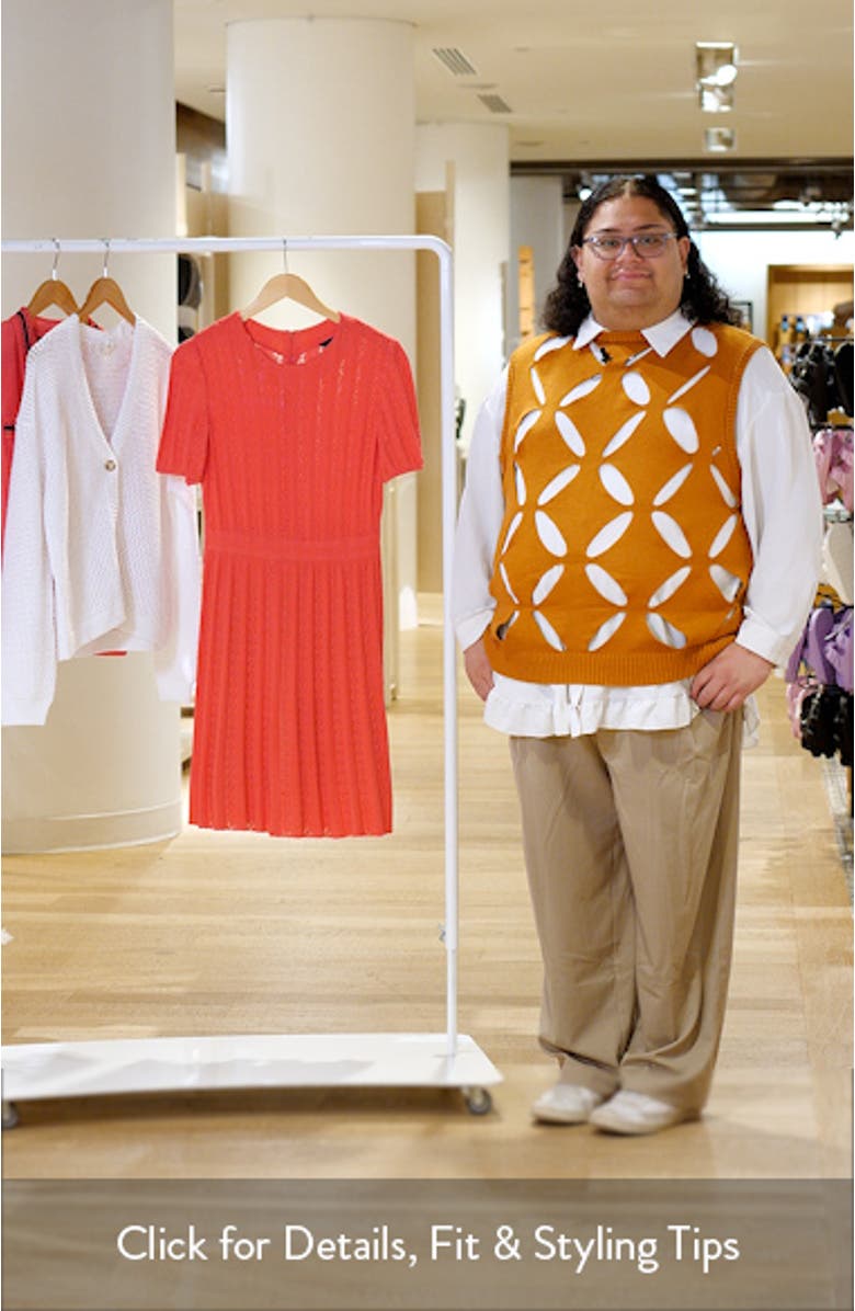 Fit & Flare Pointelle Stitch Dress, sales video thumbnail