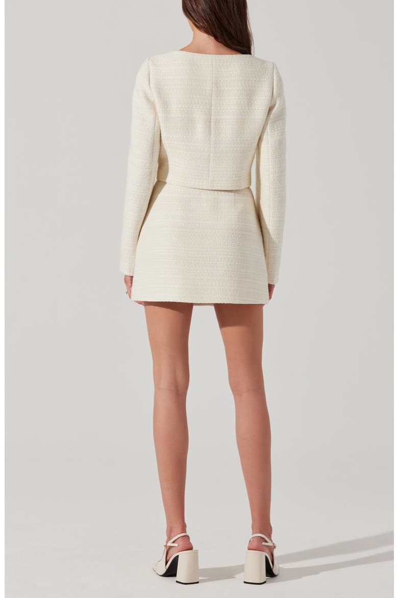 Rosario Wool Blend Tweed Wrap Miniskirt, Alternate, color, CREAM