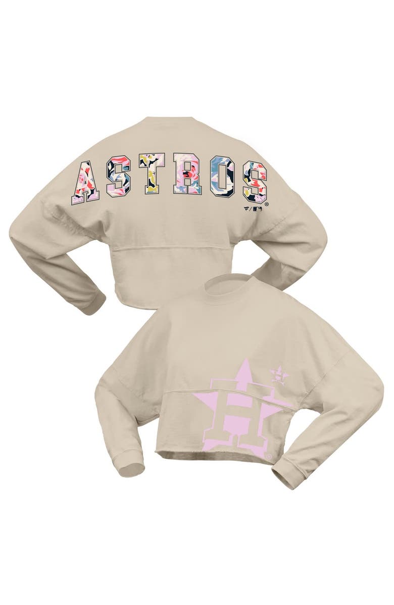 FANATICS Women's Fanatics  Cream Houston Astros Floral Preppy Cropped Long Sleeve T-Shirt, Alternate, color, Cream