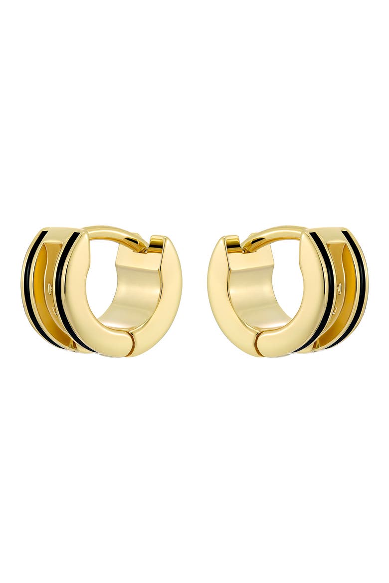 Rolo Classic Color Huggie Hoop Earrings, Alternate, color, METALLIC GOLD BLACK