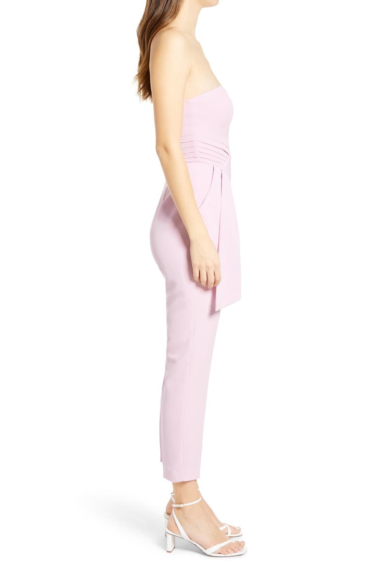 Strapless Pleat & Ruffle Jumpsuit, Alternate, color, LILAC PINK