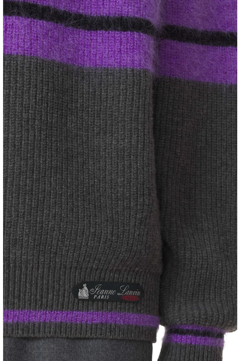 Striped Sweater In Wool And Cashmere, Alternate, color, Charcoal