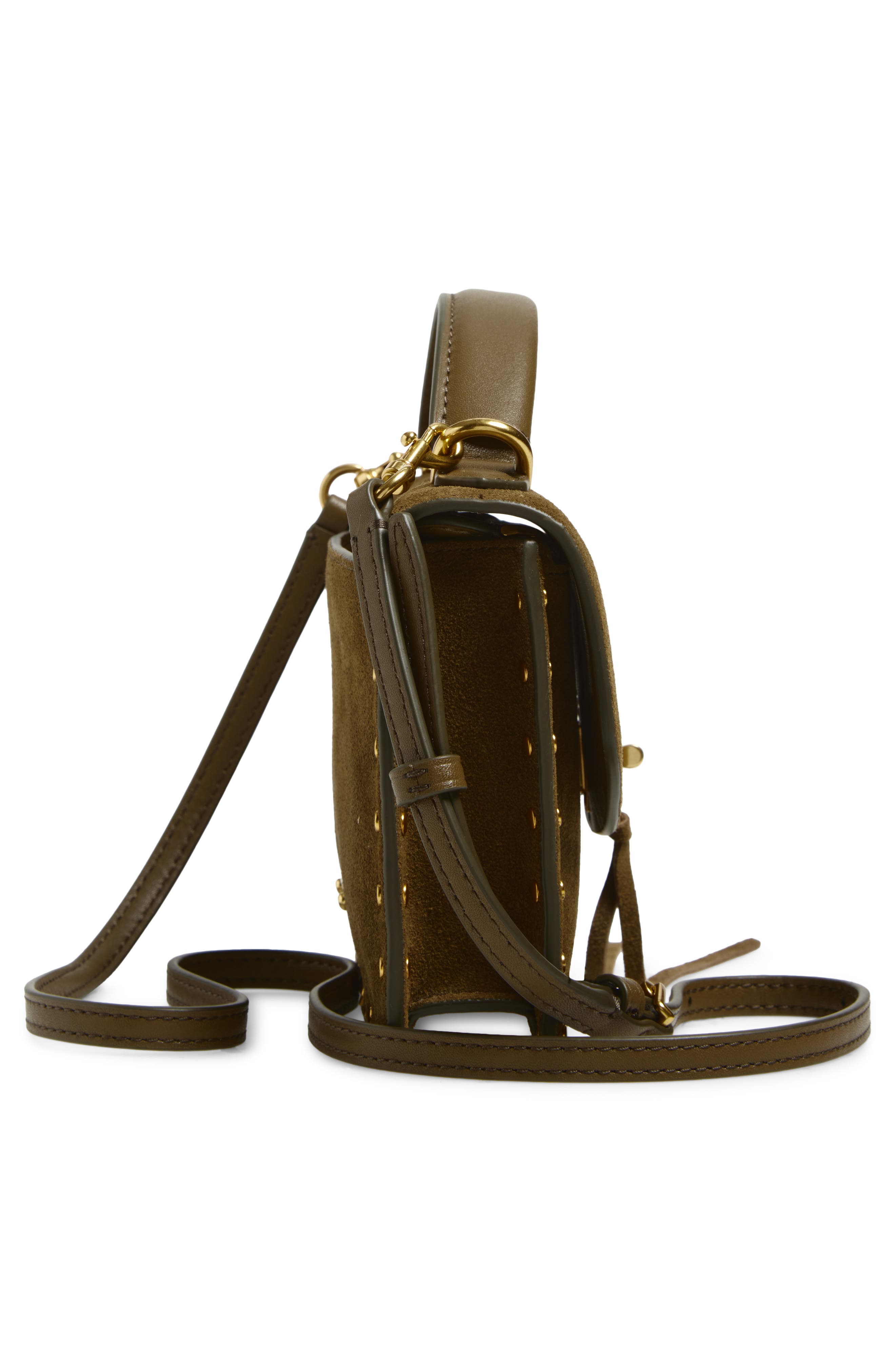 Rebecca Minkoff Darren Suede Crossbody Bag, Alternate, color, Jungle