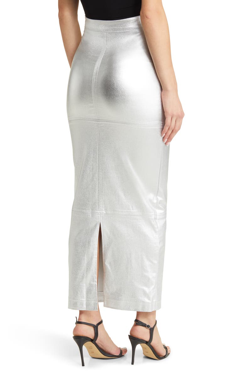NIKKI LUND Iggy Metallic Maxi Skirt, Alternate, color, Silver