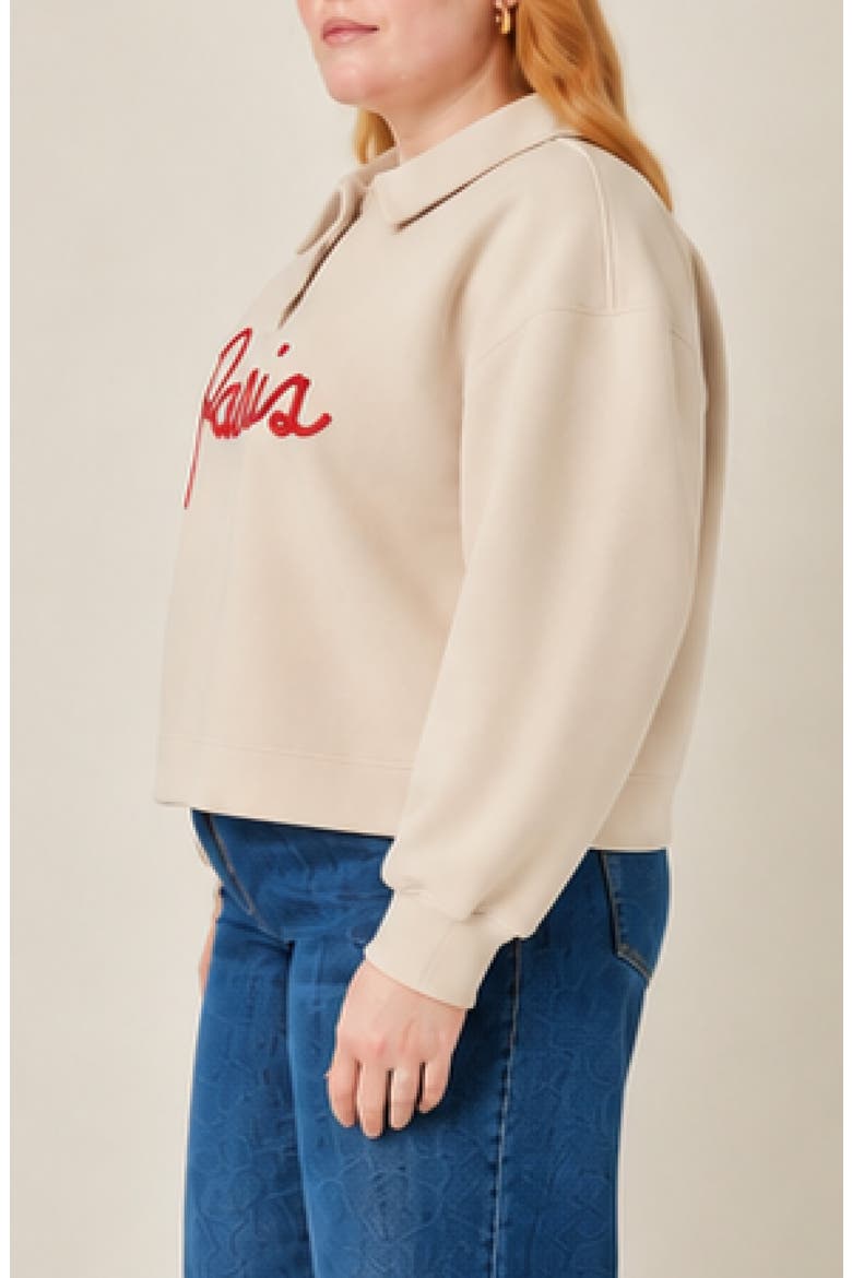 Lettering Polo Sweatshirt, Alternate, color, CREAM/ RED