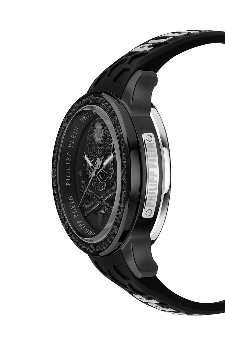 PHILIPP PLEIN Rich Skeleton Automatic Silicone Strap Watch, 46mm, Alternate, color,