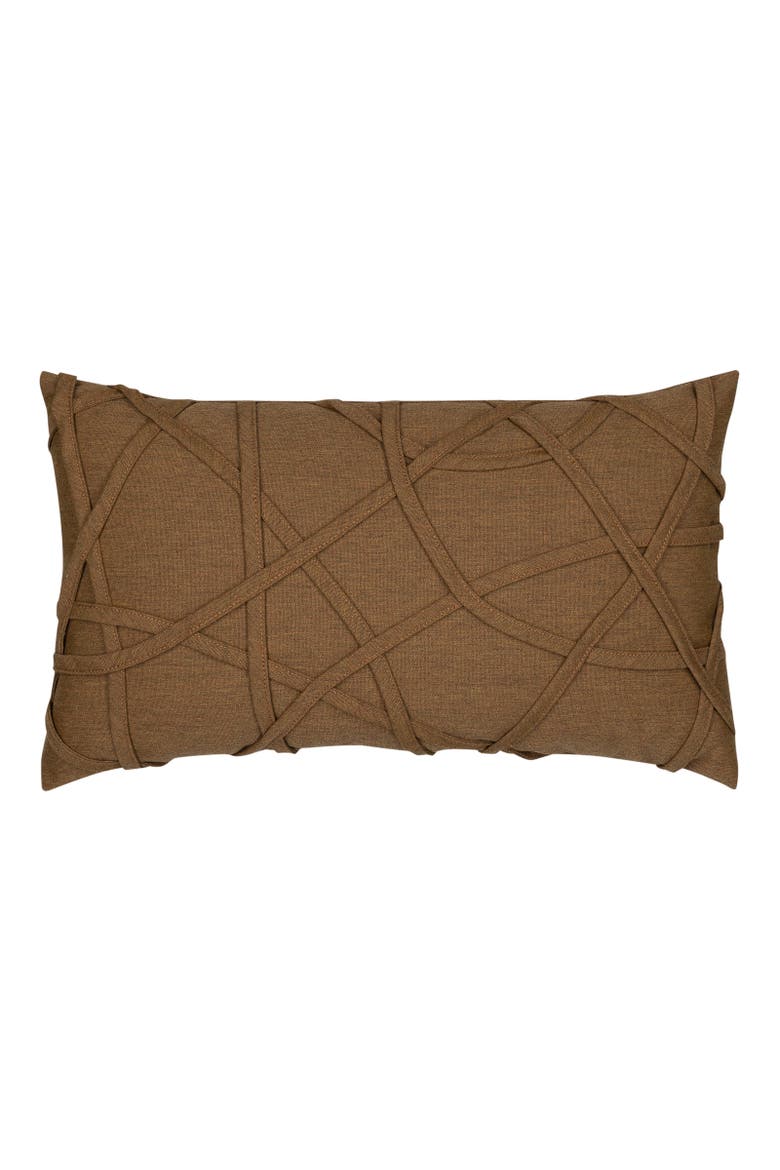 Illusion Handmade dimensional applique Indoor & Outdoor Woven Accent Pillow, Main, color, Teak