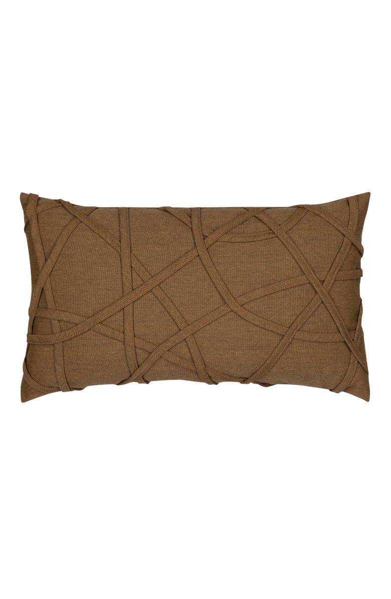 Elaine Smith Illusion Handmade dimensional applique Indoor & Outdoor Woven Accent Pillow, Main, color, Teak