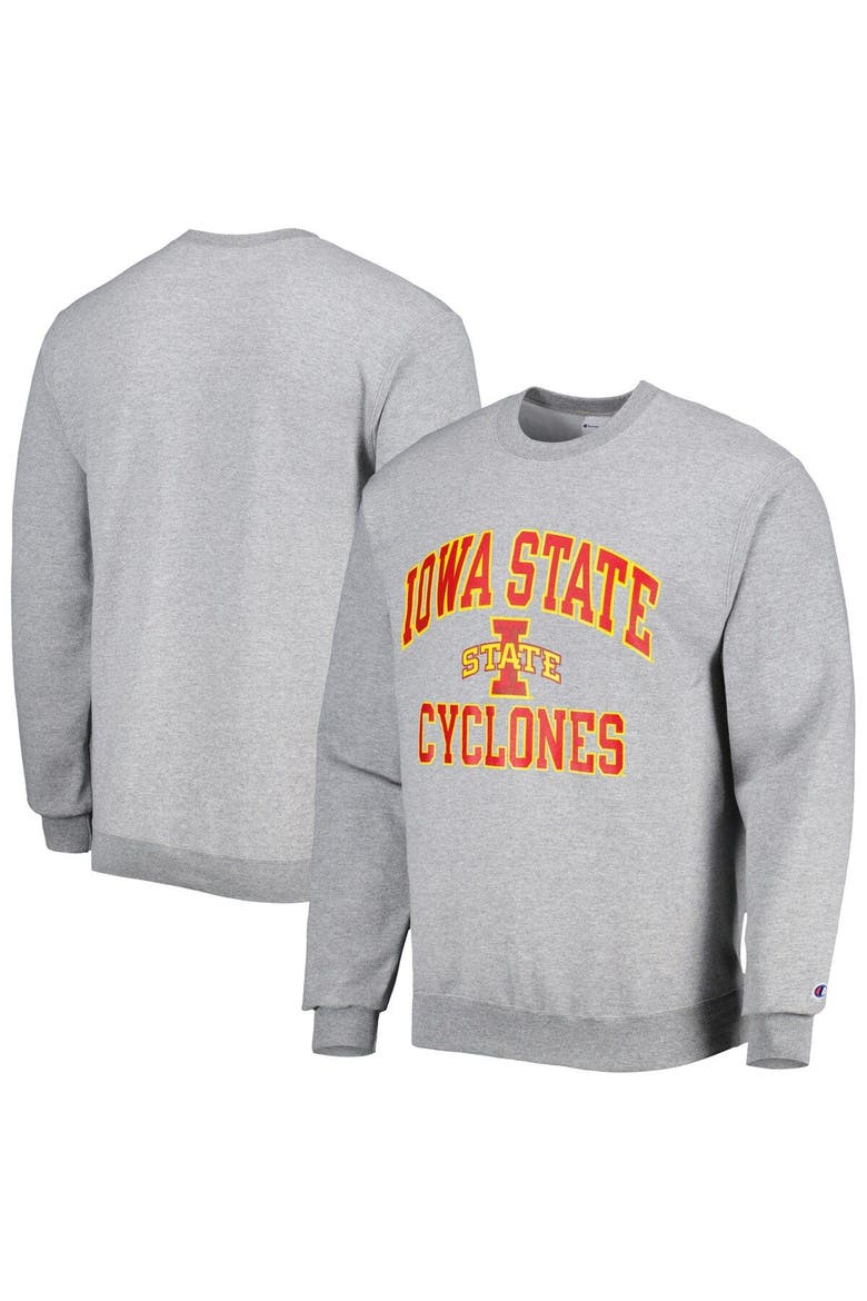 Men's Champion Heather Gray Iowa State Cyclones High Motor Pullover Sweatshirt, Main, color, Heather Gray