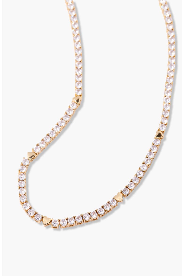 Coco Heart Tennis Necklace, Alternate, color, GOLD