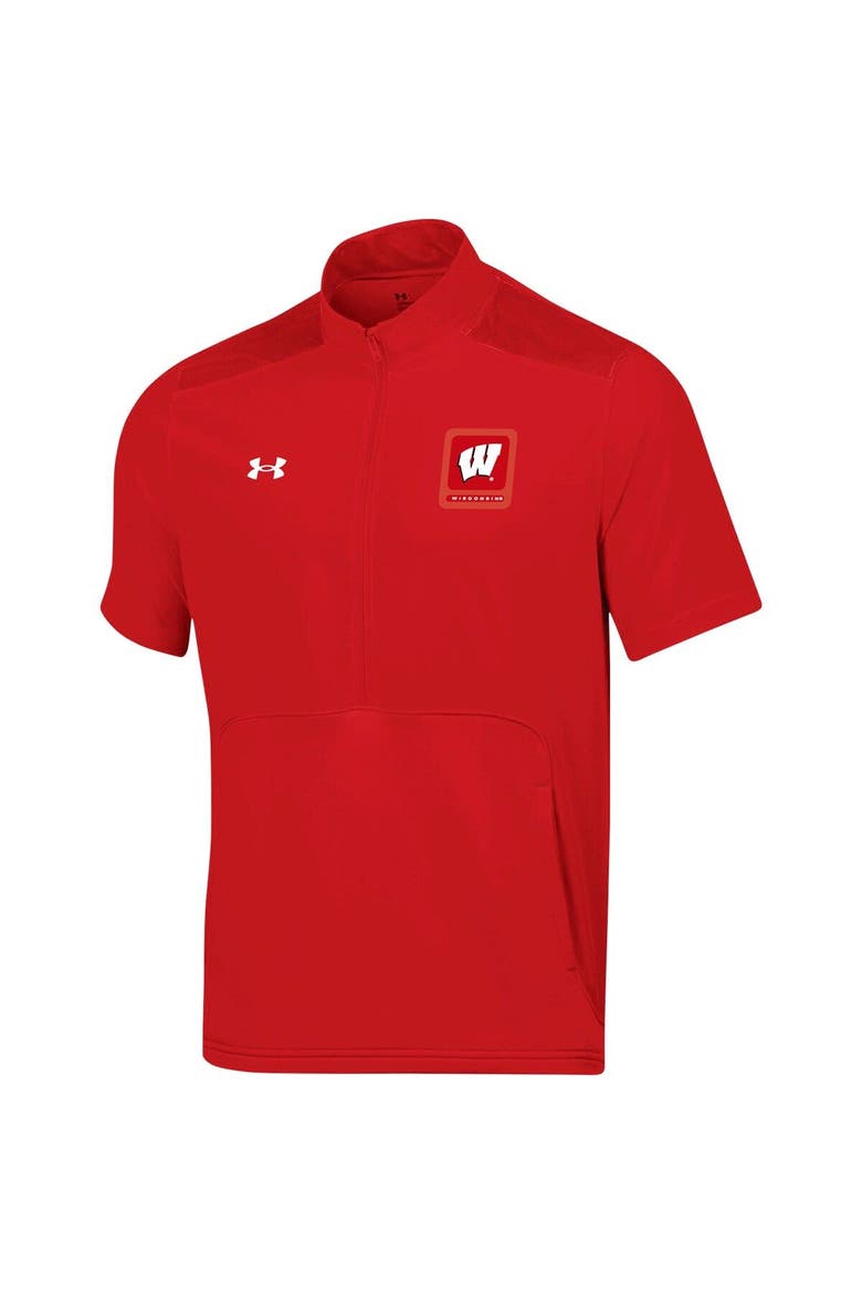 Men's Under Armour Red Wisconsin Badgers Motivate Half-Zip Jacket, Alternate, color, Red