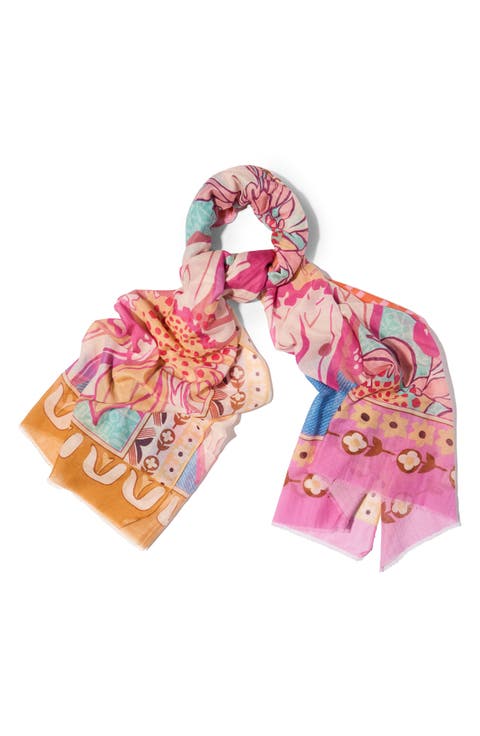 Birds & Filigree Print Scarf