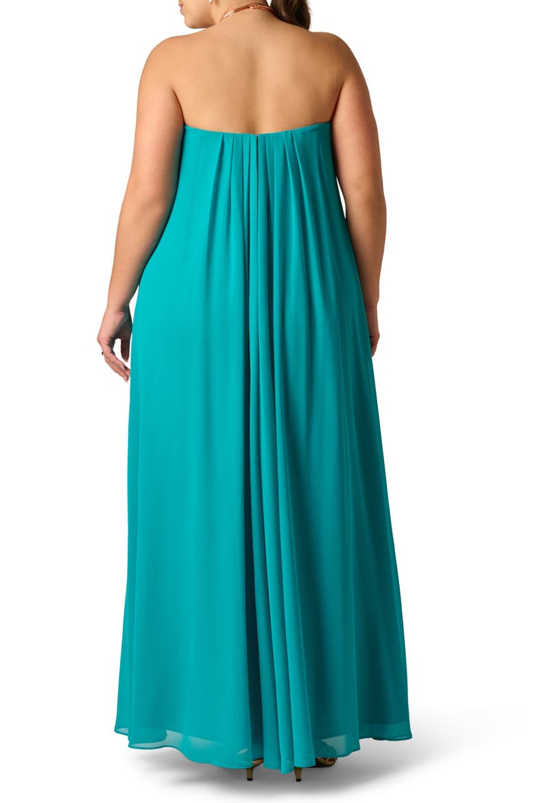 Strapless Chiffon Gown, Alternate, color, TURQUOISE
