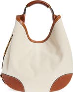 Moschino Handle Me Canvas & Leather Hobo Bag