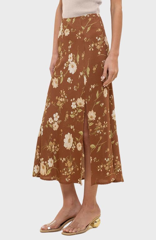 Blu Pepper Floral Maxi Skirt In Brown Multi