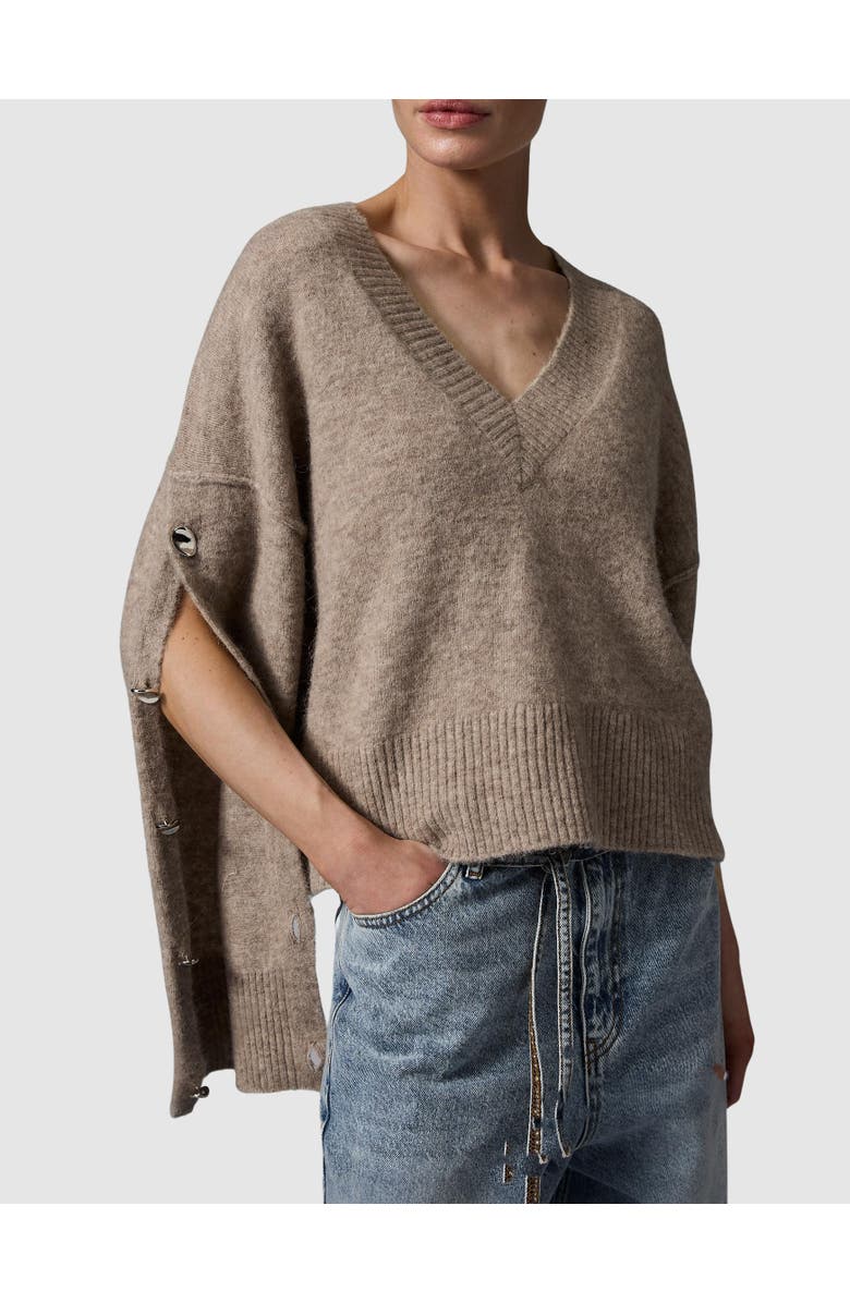 Day Solange Oversized Button Detail Sweater, Alternate, color, Hazel Melange