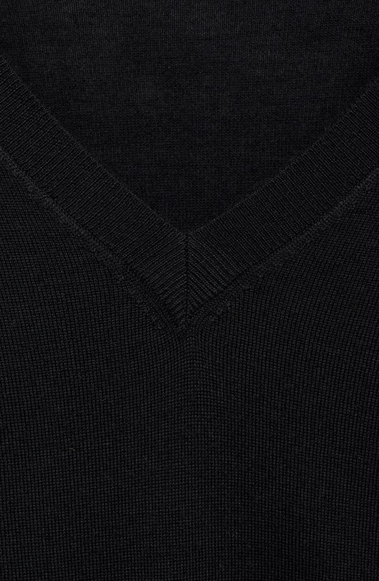MANGO Solid Wool V-Neck Sweater, Alternate, color, Black