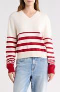 French Connection Stripe V-Neck Sweater