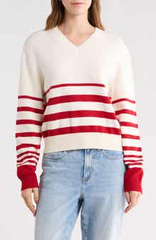 French Connection Stripe V-Neck Sweater