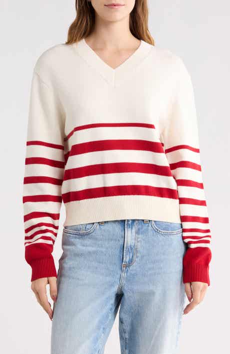 French Connection Stripe V-Neck Sweater