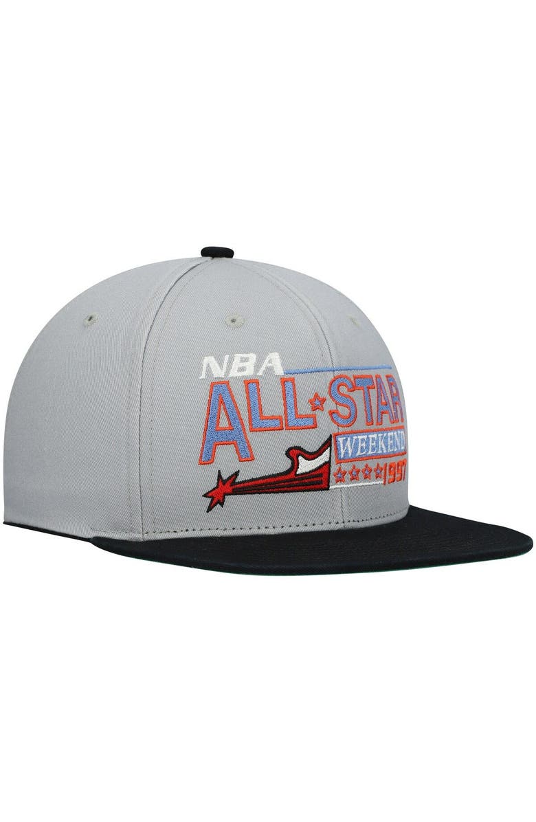Mitchell & Ness Men's Mitchell & Ness Gray 1997 NBA All-Star Game Hardwood Classics Wordmark Snapback Hat, Alternate, color,