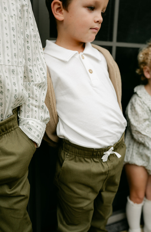 Little Paper Kids Reid Long Sleeve Polo In White