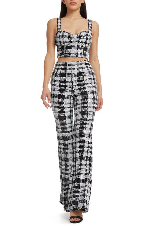Jackson Plaid Bustier Crop Top & Pants