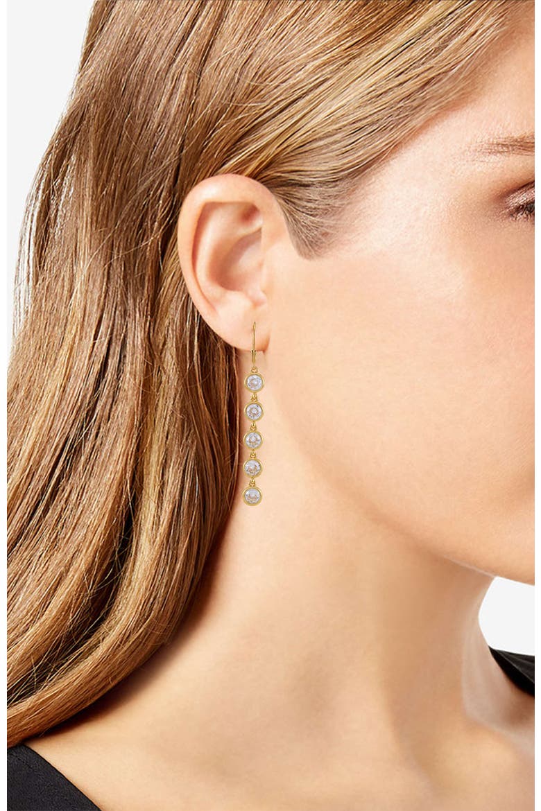 Cubic Zirconia Drop Earrings, Alternate, color, 14K Gold Plated