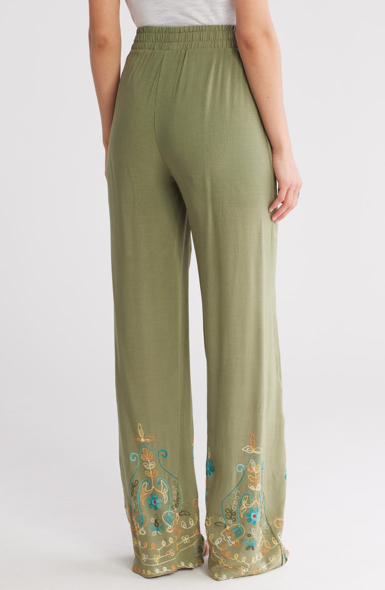 Forgotten Grace Embroidered Drawstring Pants, Alternate, color, Olive