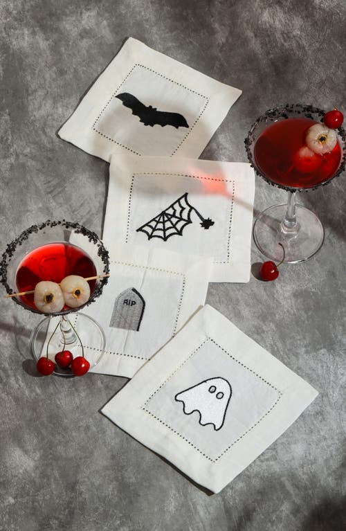 Tiramisu Set Of 4 Embroidered Coasters In Multi
