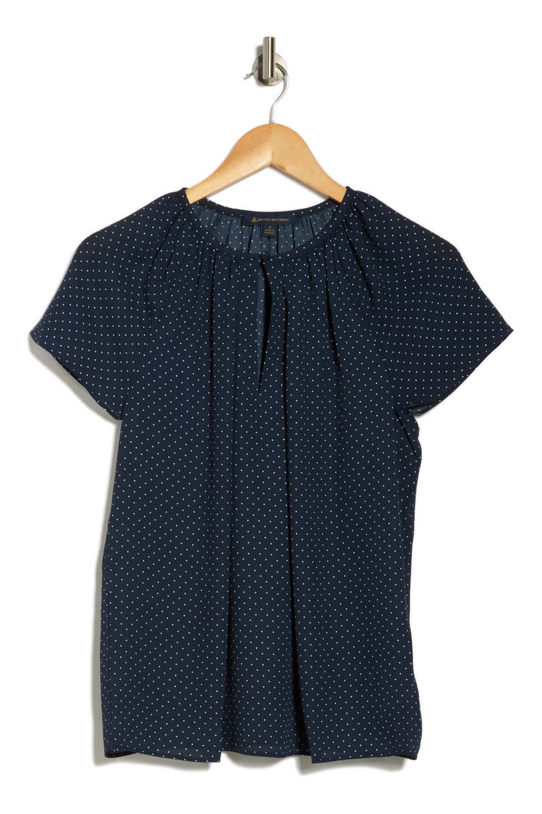 Dot Print Cap Sleeve Top, Alternate, color, NAVY