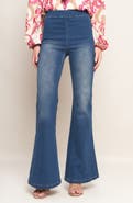 FLYING TOMATO Washed Stretch Denim Flare Pants