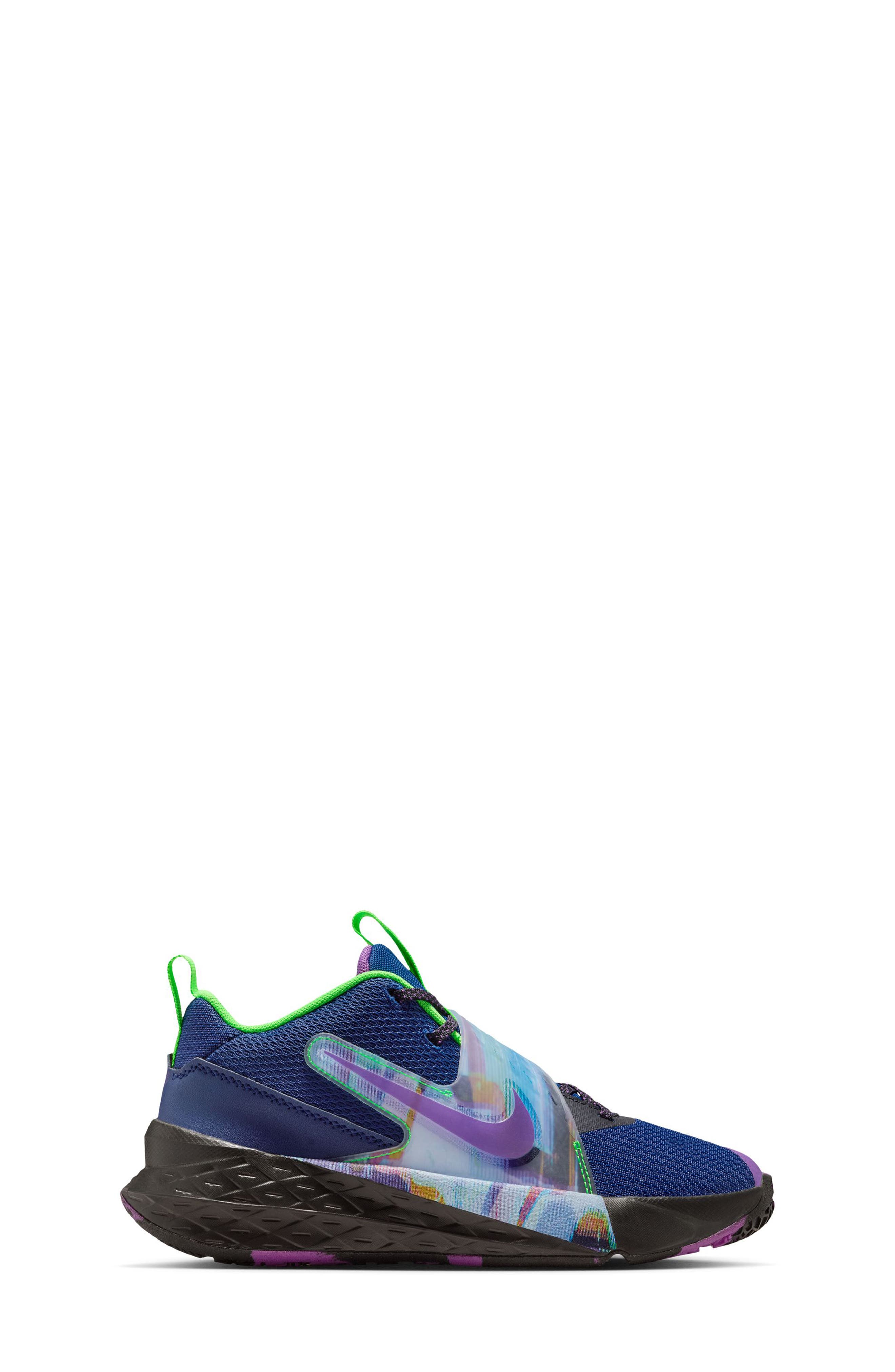 Nike Kids' Team Hustle D 12 Basketball Sneaker, Alternate, color, Blue Void/ Vivid Purple/ Black