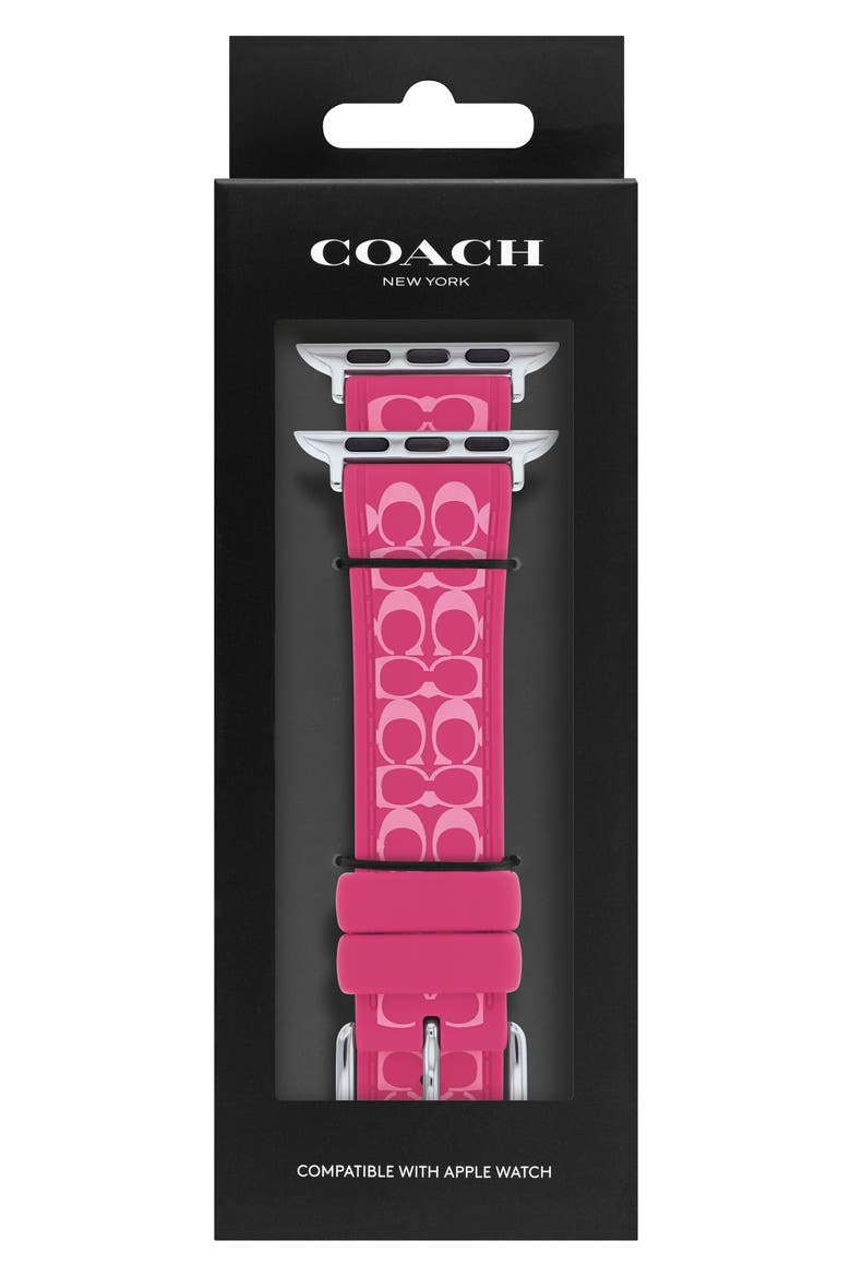 Signature C Silicone Apple Watch® Watchband, Alternate, color, PINK