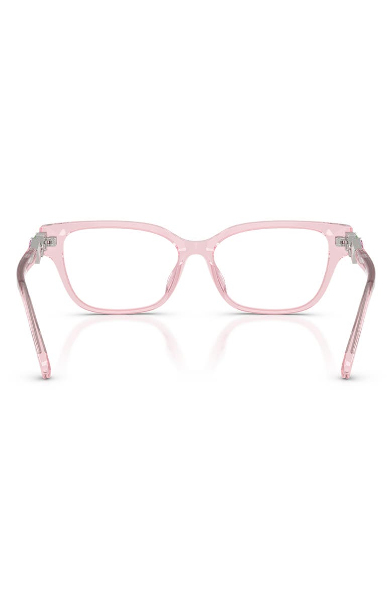Swarovski 54mm Crystal Embellished Pillow Optical Glasses, Alternate, color, Transparent Pink / Demo Lens