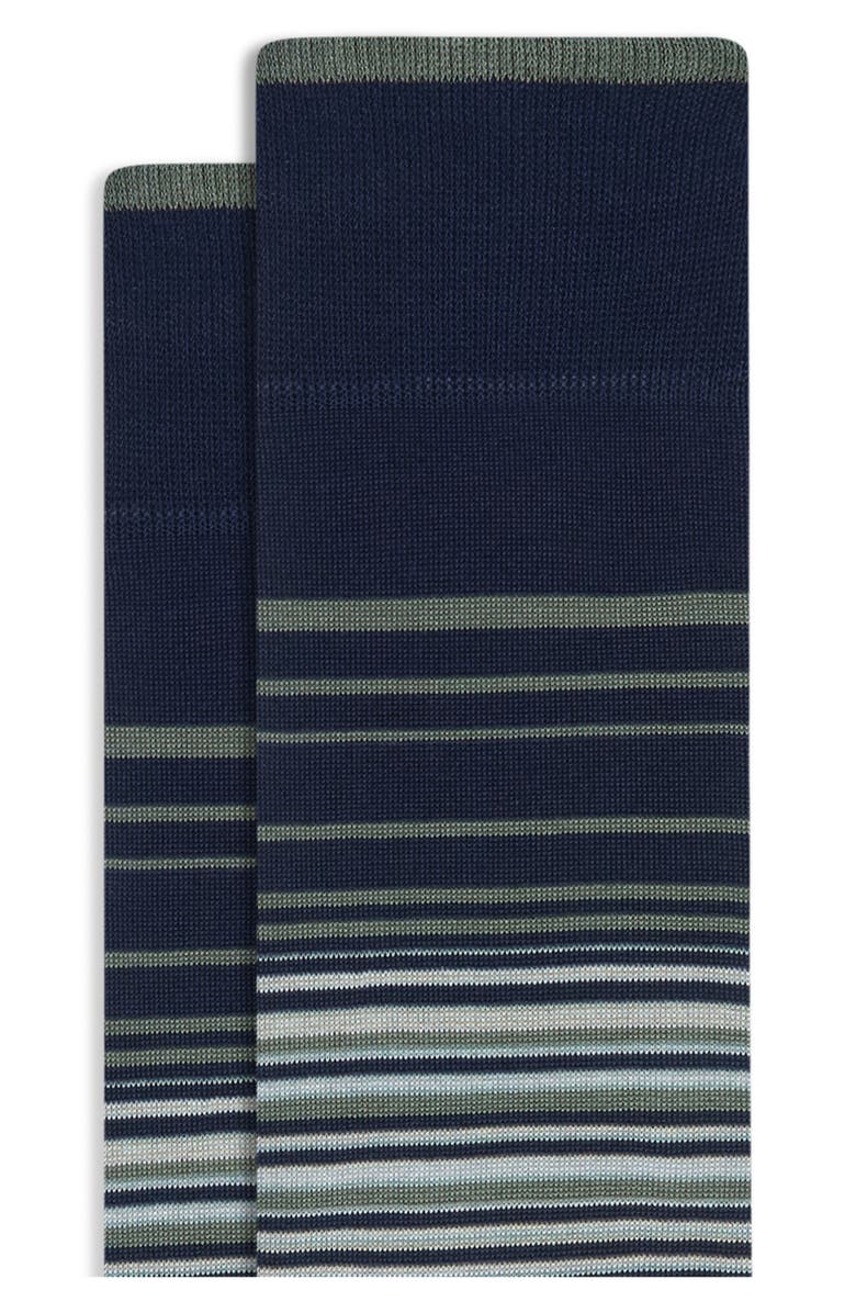 Bugatchi Stripe Mercerized Cotton Blend Dress Socks, Alternate, color, Sage