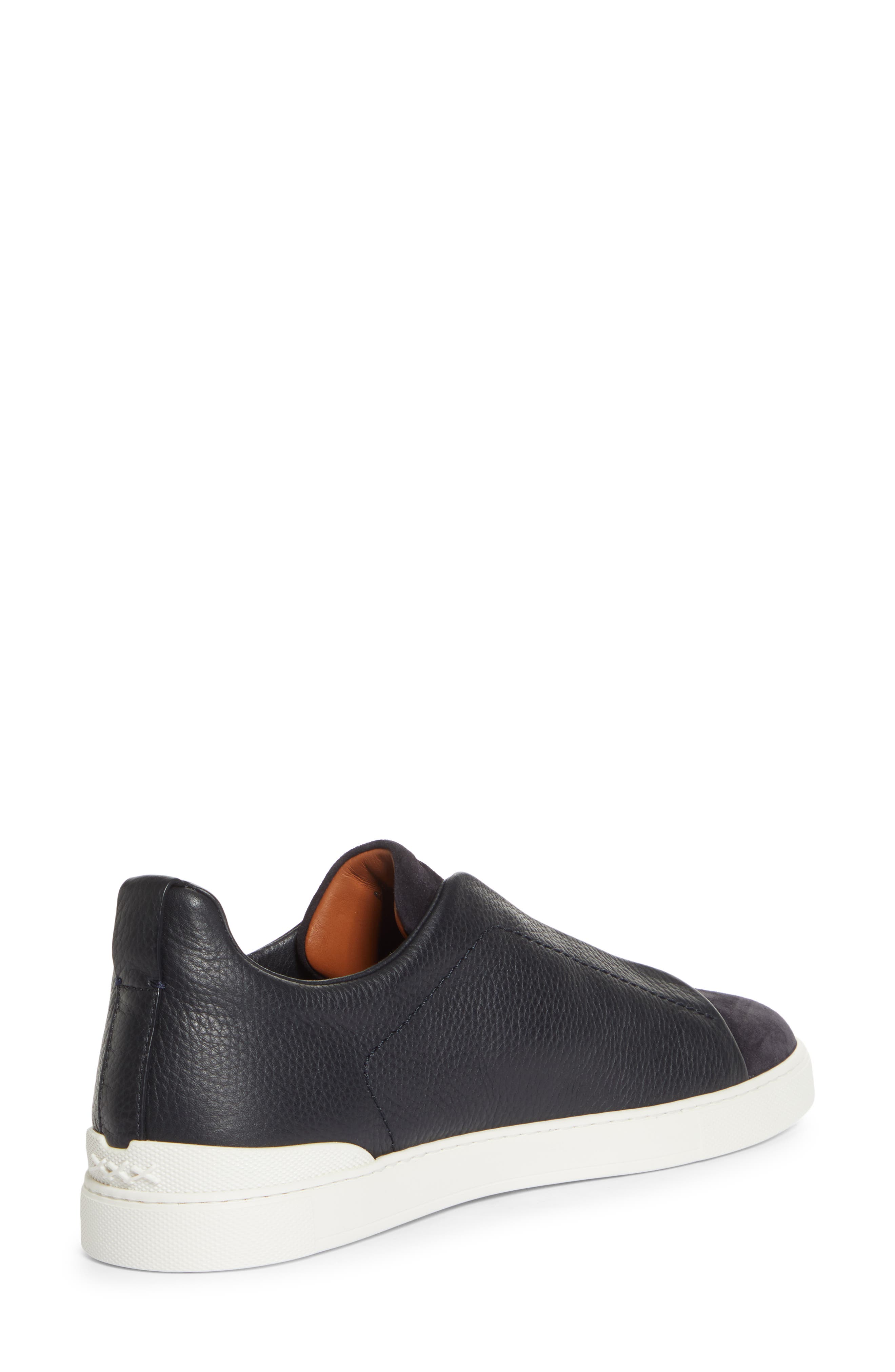 ZEGNA Triple Stitch Grained Leather 
Suede Slip-On Sneaker, Alternate, color, 