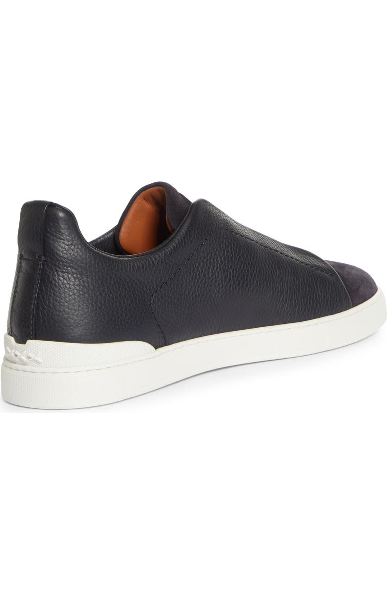 ZEGNA Triple Stitch Grained Leather
Suede Slip-On Sneaker, Alternate, color,
