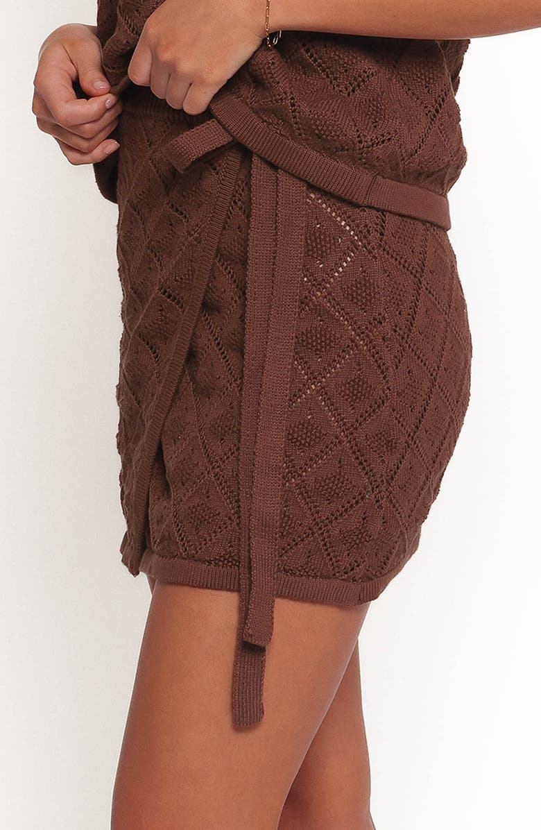 Petal & Pup Palma Open Stitch Wrap Miniskirt, Alternate, color, Chocolate