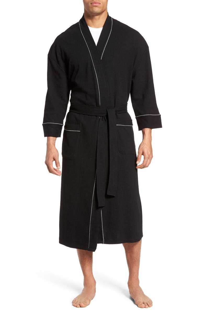 Majestic International Waffle Knit Robe, Main, color, Black