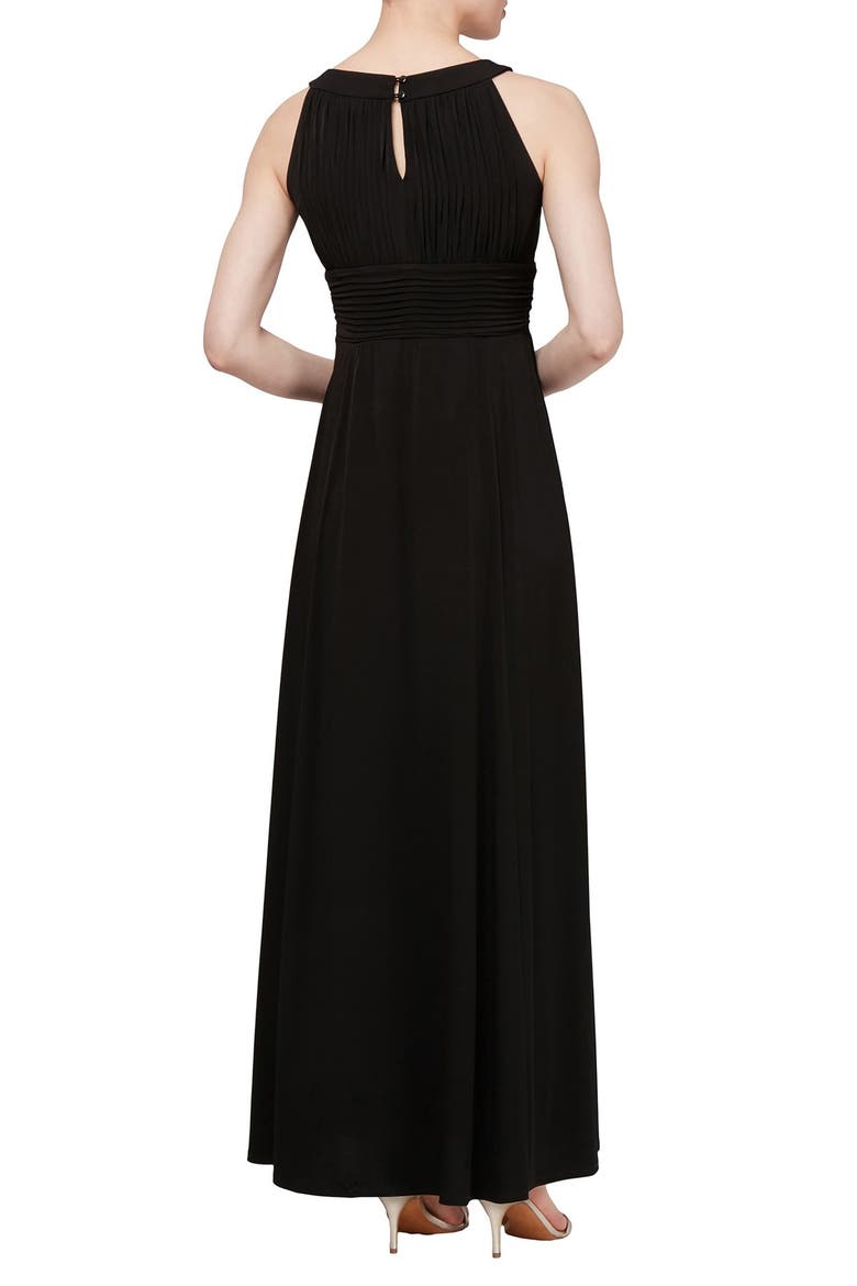 Ruched Waist Keyhole Maxi Dress, Alternate, color, BLACK