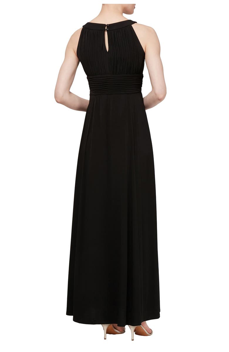 SLNY Ruched Waist Keyhole Maxi Dress, Alternate, color, Black