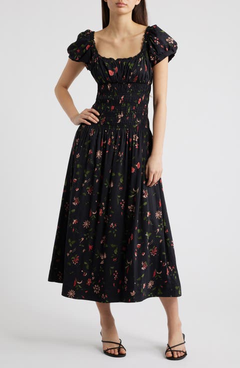 Riva Shirred Midi Dress