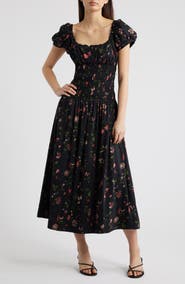 Reformation Riva Shirred Midi Dress